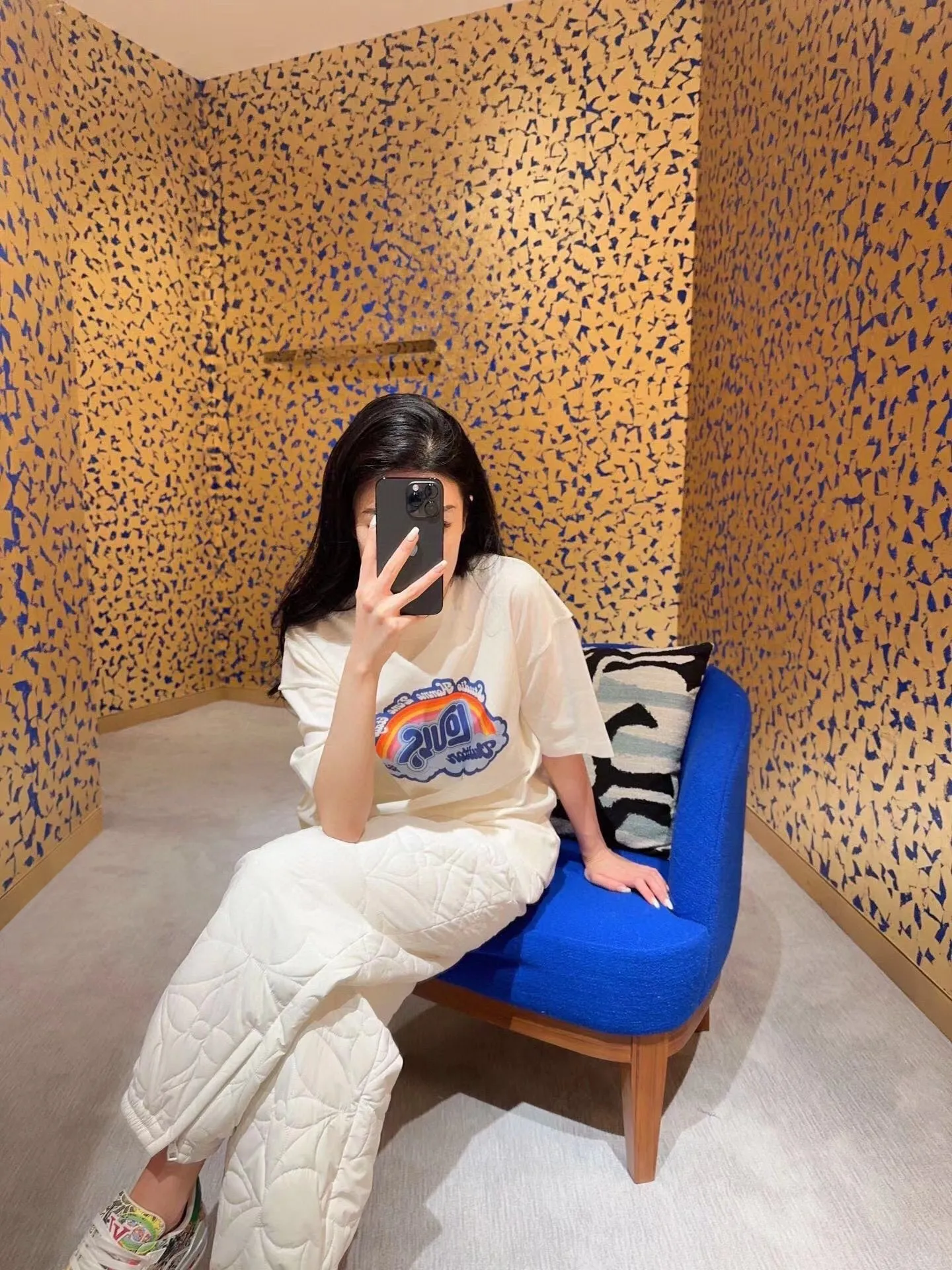 Louis Vuitton/Louis Vuitton rainbow letter print short sleeves